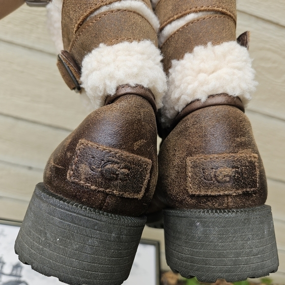 Ugg Blayre II leather and shearling boots brown size 8 - Picture 5 of 11